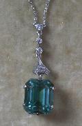 Platinum Aquamarine And Diamond Pendant 